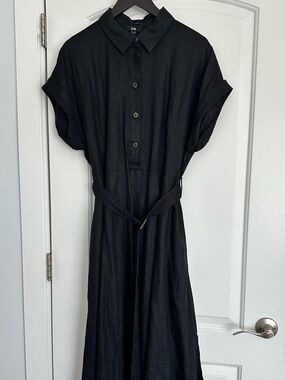 100% Linen Long midi dress by C&A size 8-10